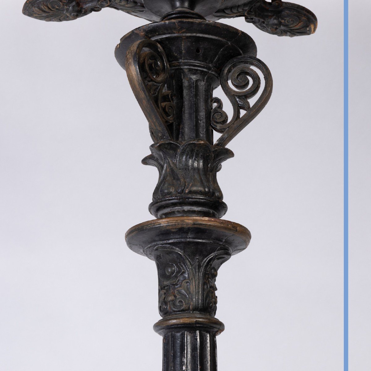 Piètement de lampadaire Charles X à gaz en fonte de fer, XIXe-photo-3