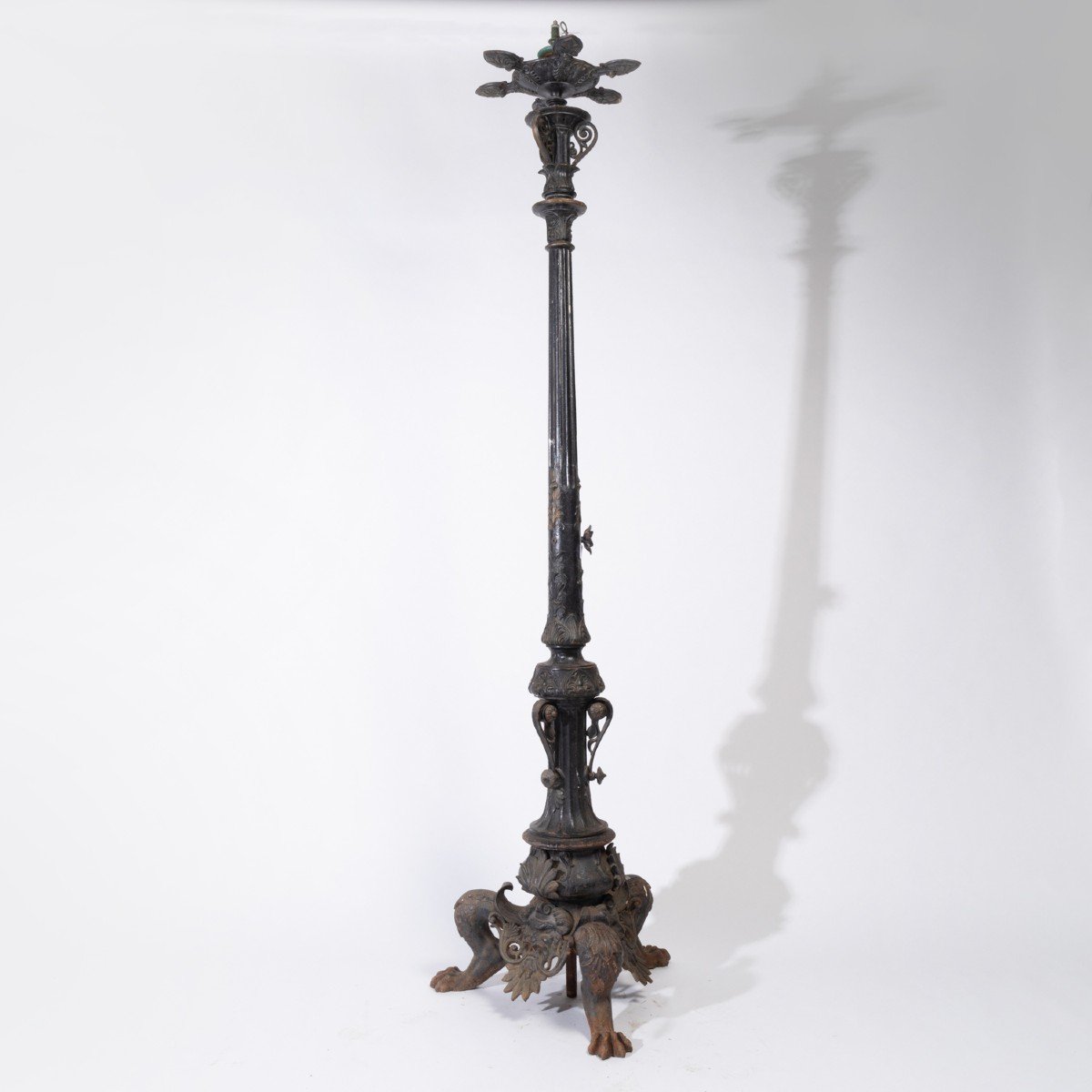 Piètement de lampadaire Charles X à gaz en fonte de fer, XIXe
