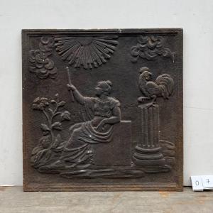 Plaque de cheminée en fonte à décor allégorique de l'aurore, XIXe