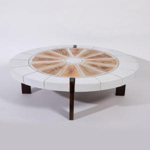 Roger Capron (1922-2006) et Vallauris, table basse en carreaux de faience, XXe