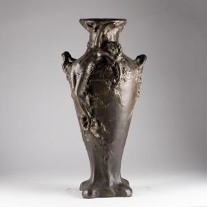 Marcel  Dubut (1865-1933), grand vase amphore en bronze, XIXe 