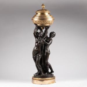 Les trois graces, important groupe en bronze, XIXe