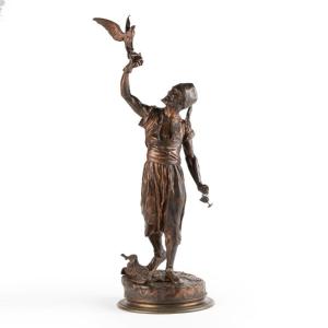 Pierre Jules Mène  (1810-1879), Le fauconnier, bronze, XIXe