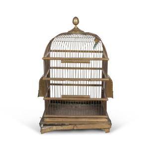 Cage à perroquet en laiton doré, XIXe
