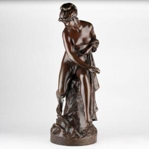 Leon Pilet (1840-1916), Naiade bronze à patine brune nuancée, XIXe