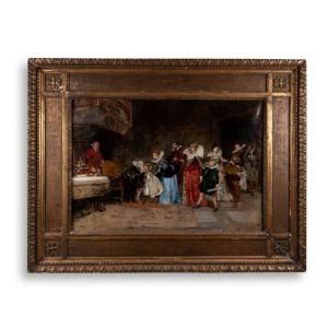 Louis Alexandre Leloir (1843-1884), La f&ecirc;te du grand p&egrave;re, huile sur toile, XIXe