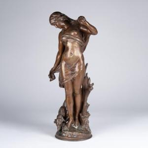 Mathurin Moreau (1822-1912), "Jeune femme au chien" bronze, XIXe