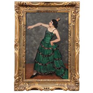 Louis Kronberg (1872-1965), danseuse de flamenco, huile sur toile, XXe