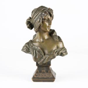 Emmanuel Villanis (1858-1914), Cendrillon, épreuve en bronze à patine verte, XIXe