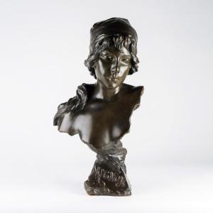 Emmanuel Villanis (1858-1914), "Mignon", buste en bronze, XIXe