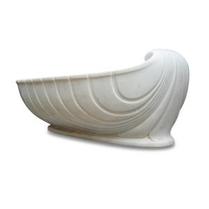 Bathtub In Carved Carrara Marble, 20th Century