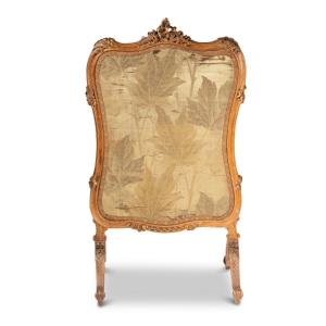 Ecran de cheminée en bois naturel rehaussé d'or de Style Louis XV, XIXe