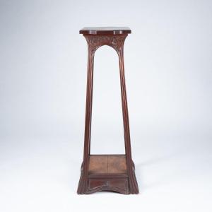 Sellette Art Nouveau en acajou et placage de loupe, XIXe