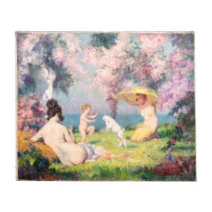 Julien Louis Tavernier (1879-1939), Le printemps, huile sur toile, 1923