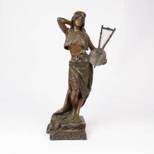 Emmanuel Villanis (1858-1914),  Bohémienne , bronze à patine brune et médaille,  XIXe