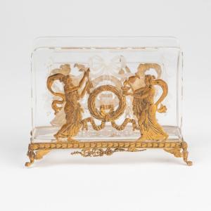 Porte-lettres en cristal gravé et bronze doré, XIXe