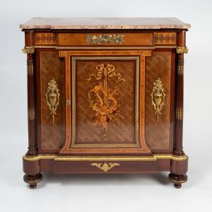 A Marquetry Console Table With Gilt Bronze Vases, 19th Century