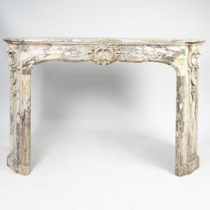 Regency Period Fireplace In Painted Wood With A Trompe l'Oeil Marble Effect, 18th Century