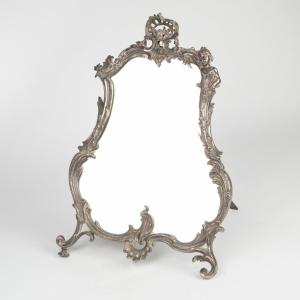 Miroir de table en bronze argenté de style Louis XV, XIXe