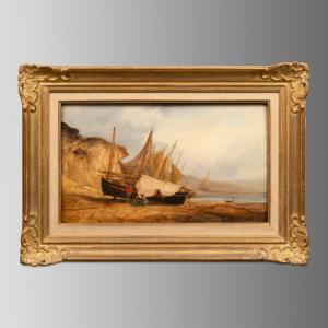 Antoine Léon Morel-Fatio (1810-1871), Huile sur panneau "Marine", XIXe