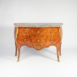 Louis XV Style Marquetry And Gilt Bronze Commode, 20th
