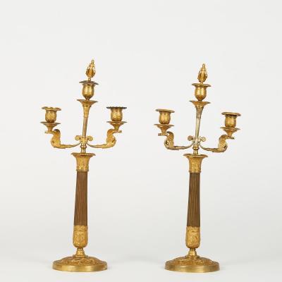 Paire de chandeliers style empire, XIXe