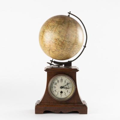 Pendule avec globe terrestre tournant, XIXe