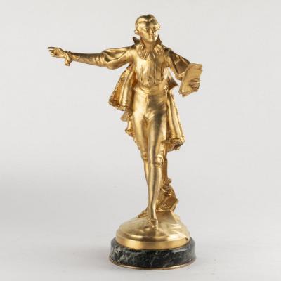 Paul Ducuing (1867-1949), Casanova, bronze dor&eacute; sur son socle en marbre, XIXe 