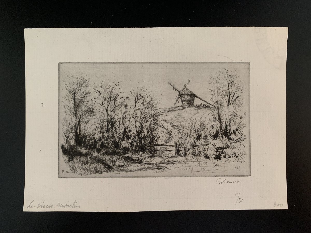 Jean Frélaut (1879-1954) - Engraving - Etching - Le Moulin De Penmern (morbihan)-photo-3