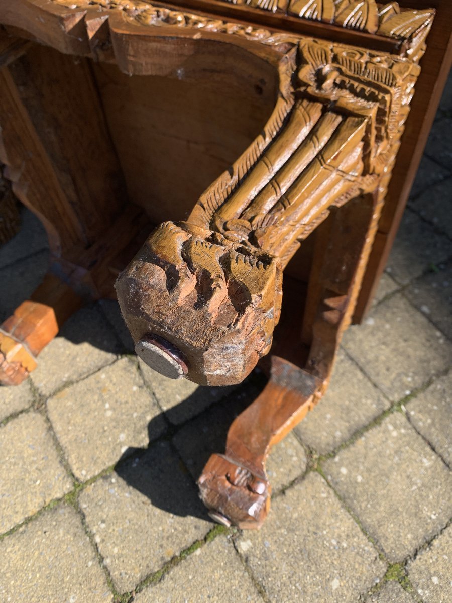 Paire de tables basses sculptées en bois de Suar et Teck – Indonésie / Bali 20e-photo-5