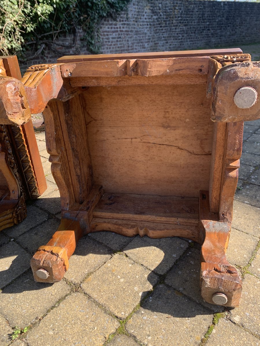 Paire de tables basses sculptées en bois de Suar et Teck – Indonésie / Bali 20e-photo-8