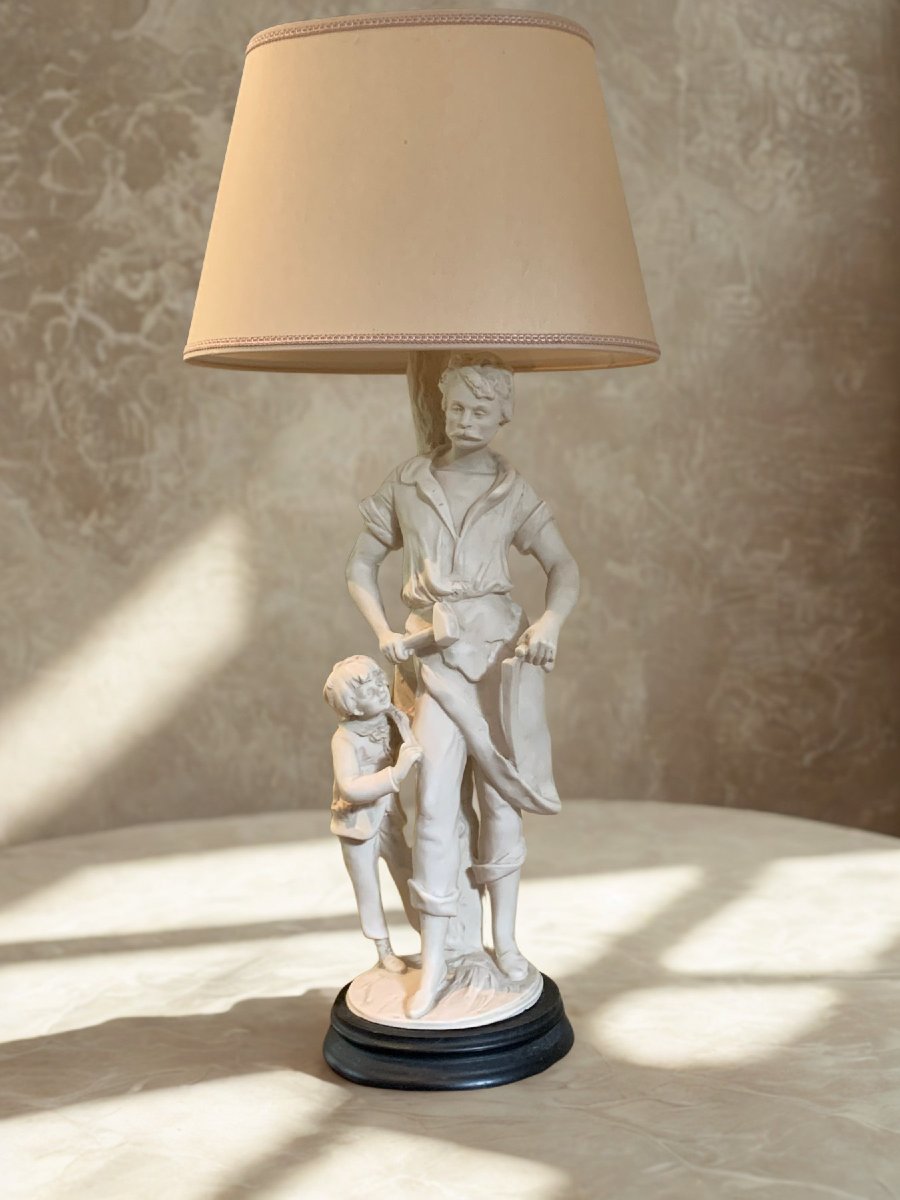 Grande lampe de salon de style Art Nouveau – Le Travail d'après Auguste Moreau-photo-4
