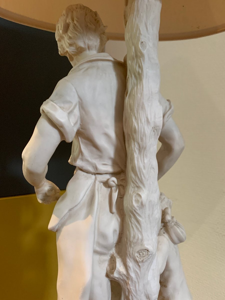 Grande lampe de salon de style Art Nouveau – Le Travail d'après Auguste Moreau-photo-4