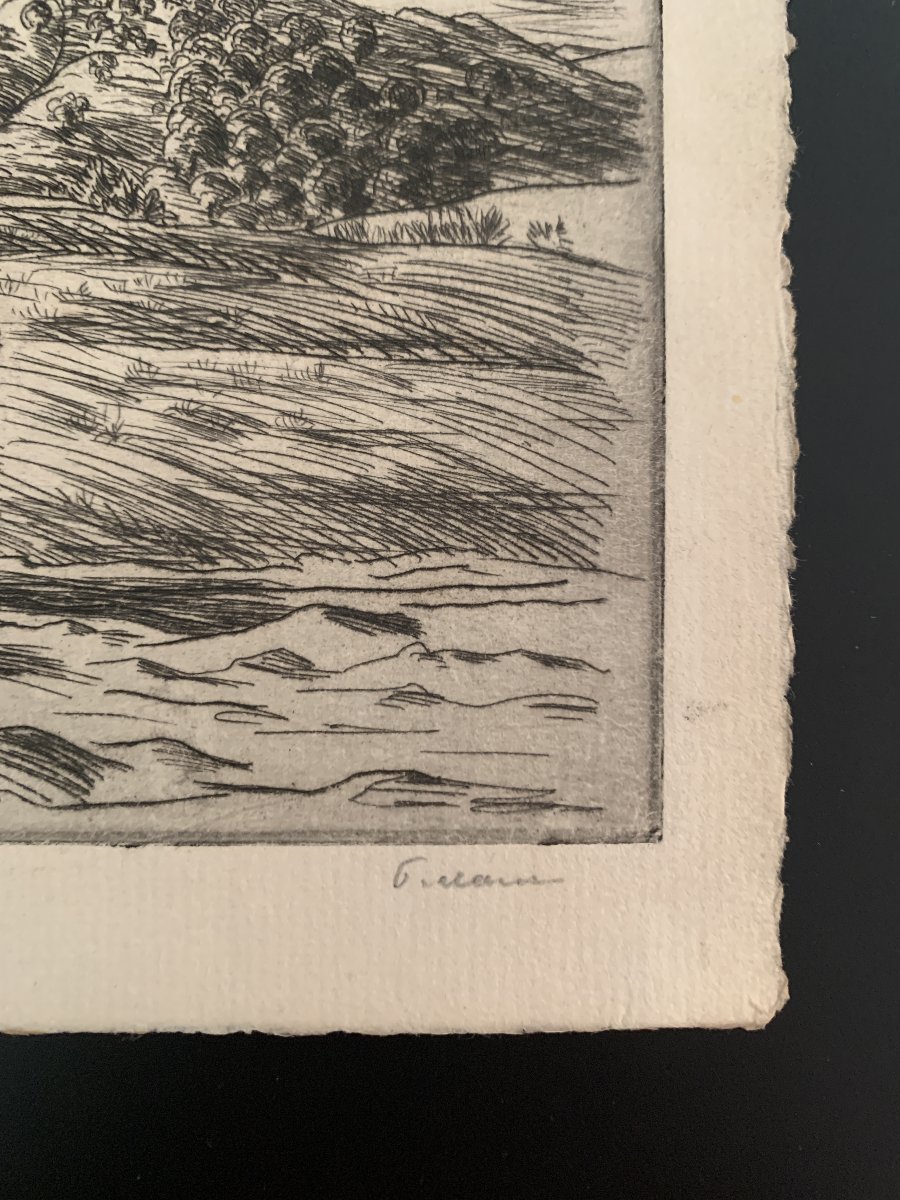 Jean FRÉLAUT – La Fuite en Égypte – Pointe sèche originale – 1920 – 2e état-photo-3