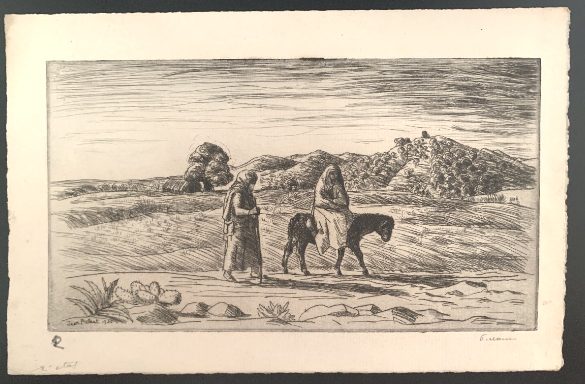Jean FRÉLAUT – La Fuite en Égypte – Pointe sèche originale – 1920 – 2e état