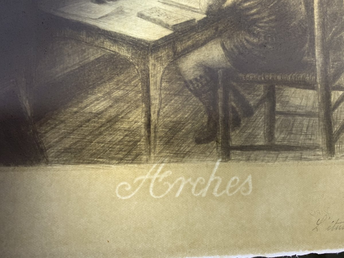 Jean Frélaut (1879-1954) – L’Étude, 1932 – Gravure originale, 8/40-photo-4
