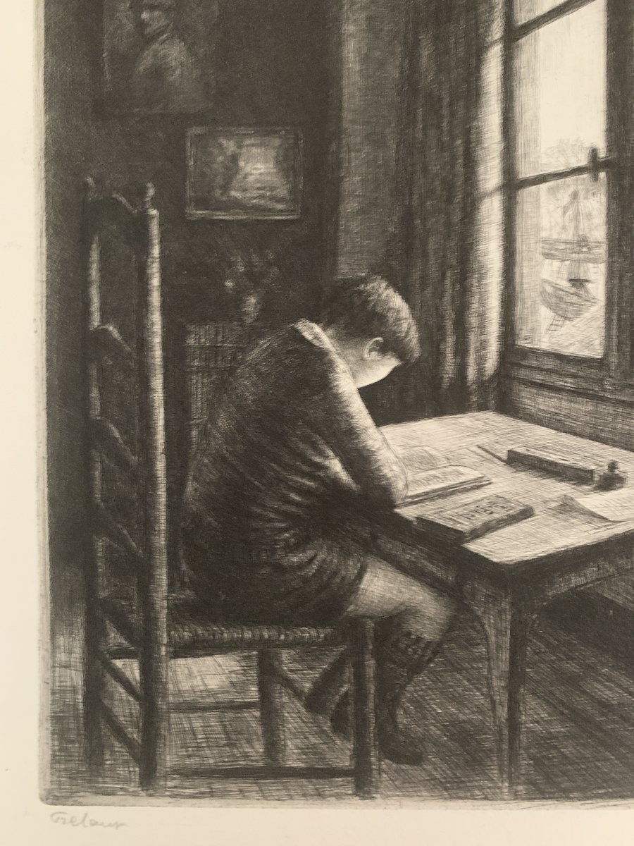 Jean Frélaut (1879-1954) – L’Étude, 1932 – Gravure originale, 8/40-photo-2