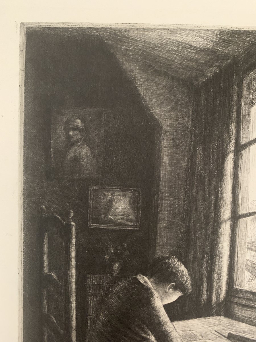 Jean Frélaut (1879-1954) – L’Étude, 1932 – Gravure originale, 8/40-photo-4