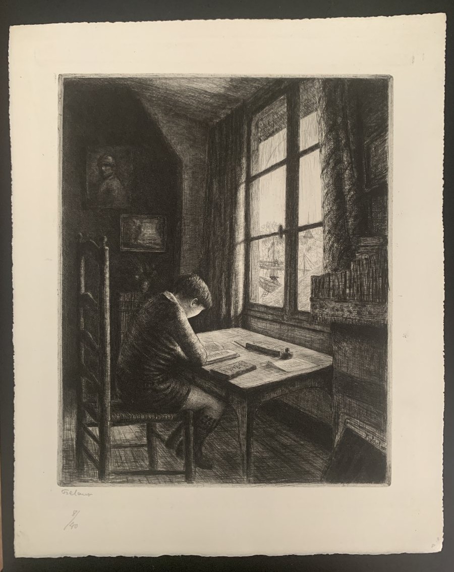 Jean Frélaut (1879-1954) – L’Étude, 1932 – Gravure originale, 8/40