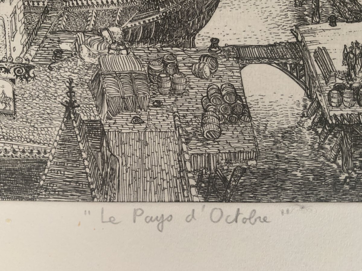 Christian Lepère – “le Pays D’octobre” – Original Etching, 22/50-photo-2