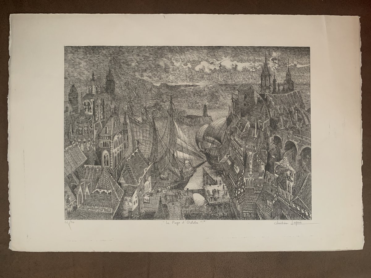 Christian Lepère – “le Pays D’octobre” – Original Etching, 22/50-photo-7