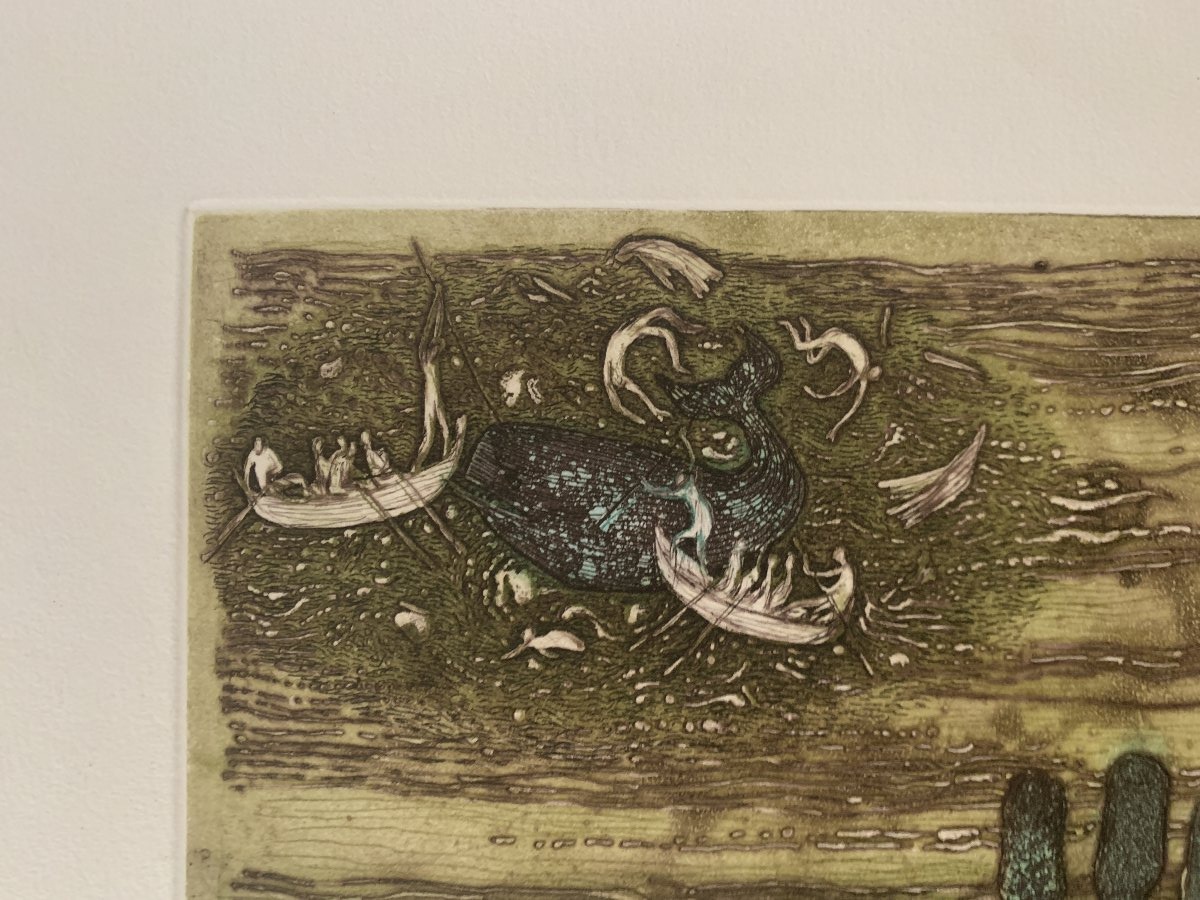 Lars Bo (1924–1999) – “the Tide Rises,” 1968 – Original Etching, E.a. 5/10-photo-2