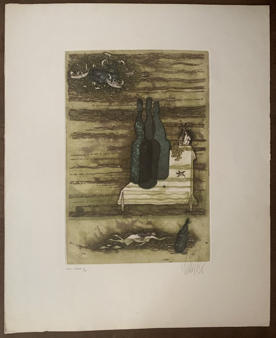 Lars Bo (1924–1999) – “the Tide Rises,” 1968 – Original Etching, E.a. 5/10-photo-6