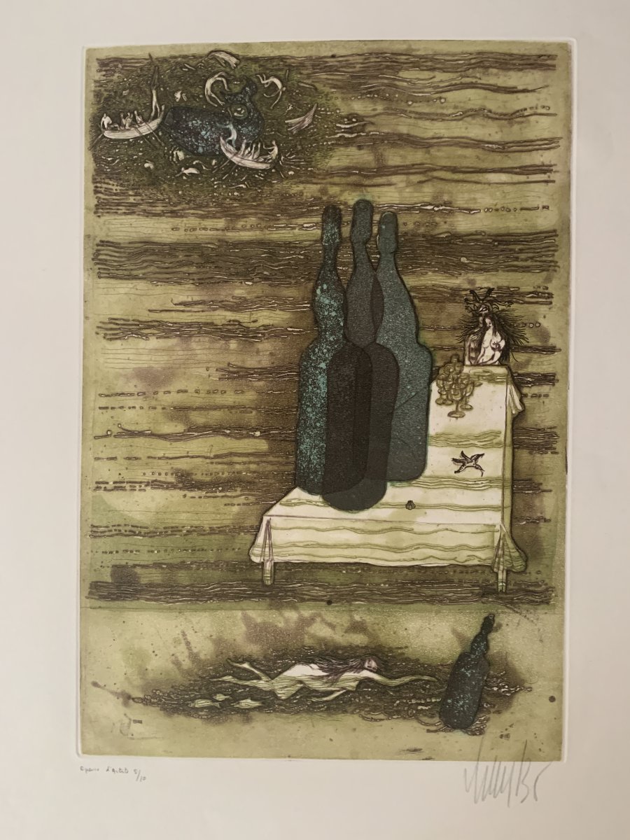 Lars Bo (1924–1999) – “the Tide Rises,” 1968 – Original Etching, E.a. 5/10
