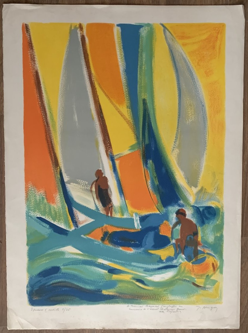 Jean Hugon (1919-1990) – Lithographie – Voiliers – Épreuve d’artiste 1/35-photo-5
