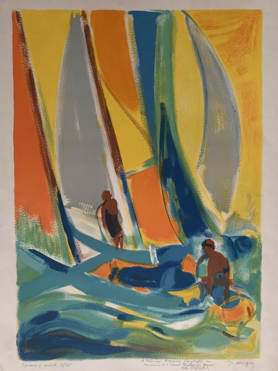 Jean Hugon (1919-1990) – Lithographie – Voiliers – Épreuve d’artiste 1/35