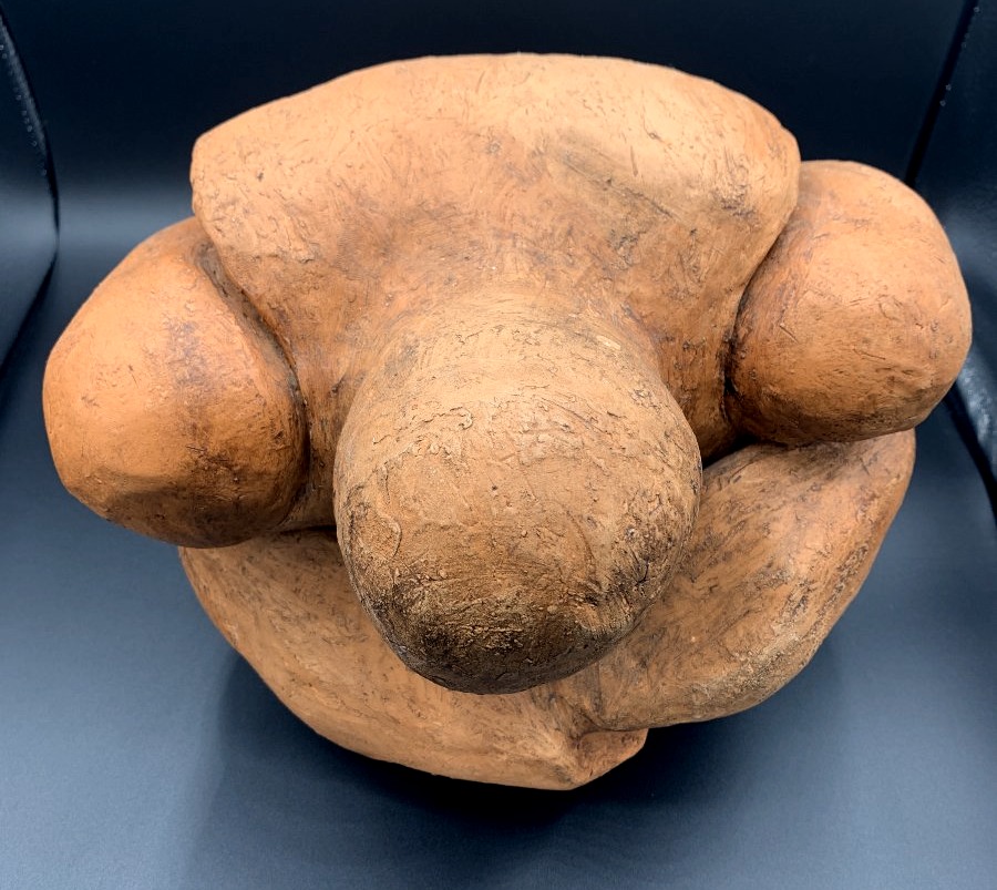 Sculpture moderniste en terre cuite – Figure humaine très stylisée – XXe siècle-photo-3
