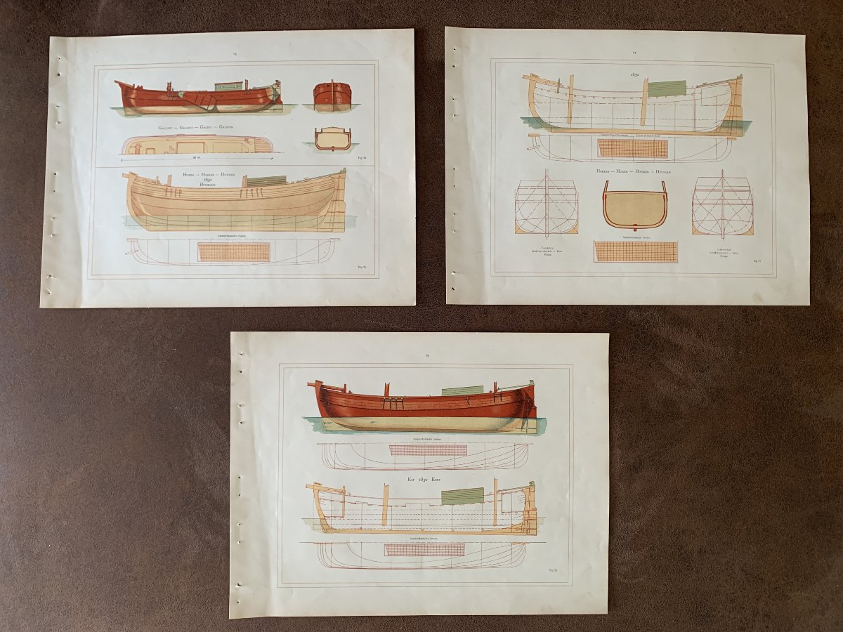 Lot de 3 Planches d'architecture maritime - 1913