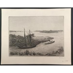 Jean Frélaut - A Sailboat Sets Sail