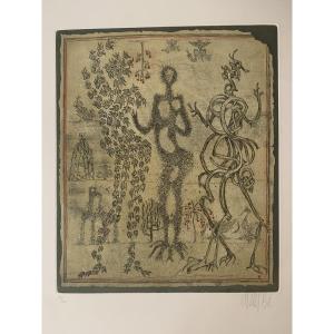 Lars Bo (1924–1999) – “manuscript,” 1971 – Original Etching, Signed, 56/120